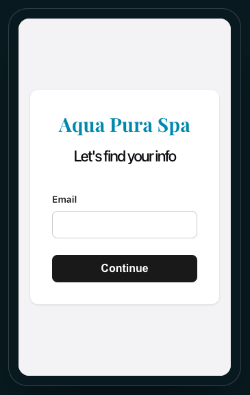 Aqua Pura Spa client intake form on a phone